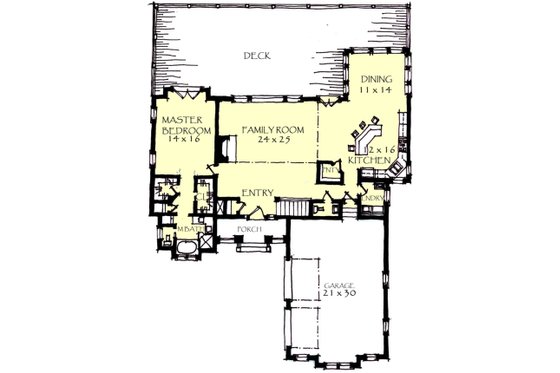 Floor Plan - Main Floor for Craftsman House Plan #921-14 - 3 bed, 2.5 bath
