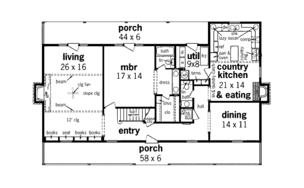 Country Floor Plan - Main Floor Plan #45-351