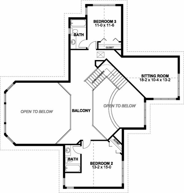Traditional Floor Plan - Upper Floor Plan #126-156