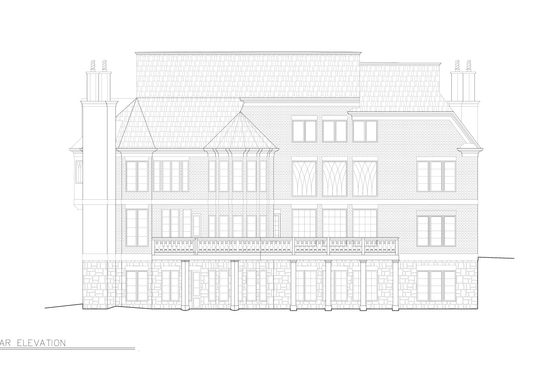 Exterior - Rear Elevation 1 for European House Plan #119-221 - 5 bed, 5 bath