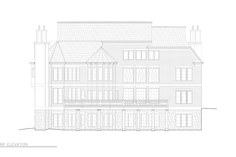 Home Plan - Exterior - Rear Elevation 1 for European House Plan #119-221 - 5 bed, 5 bath