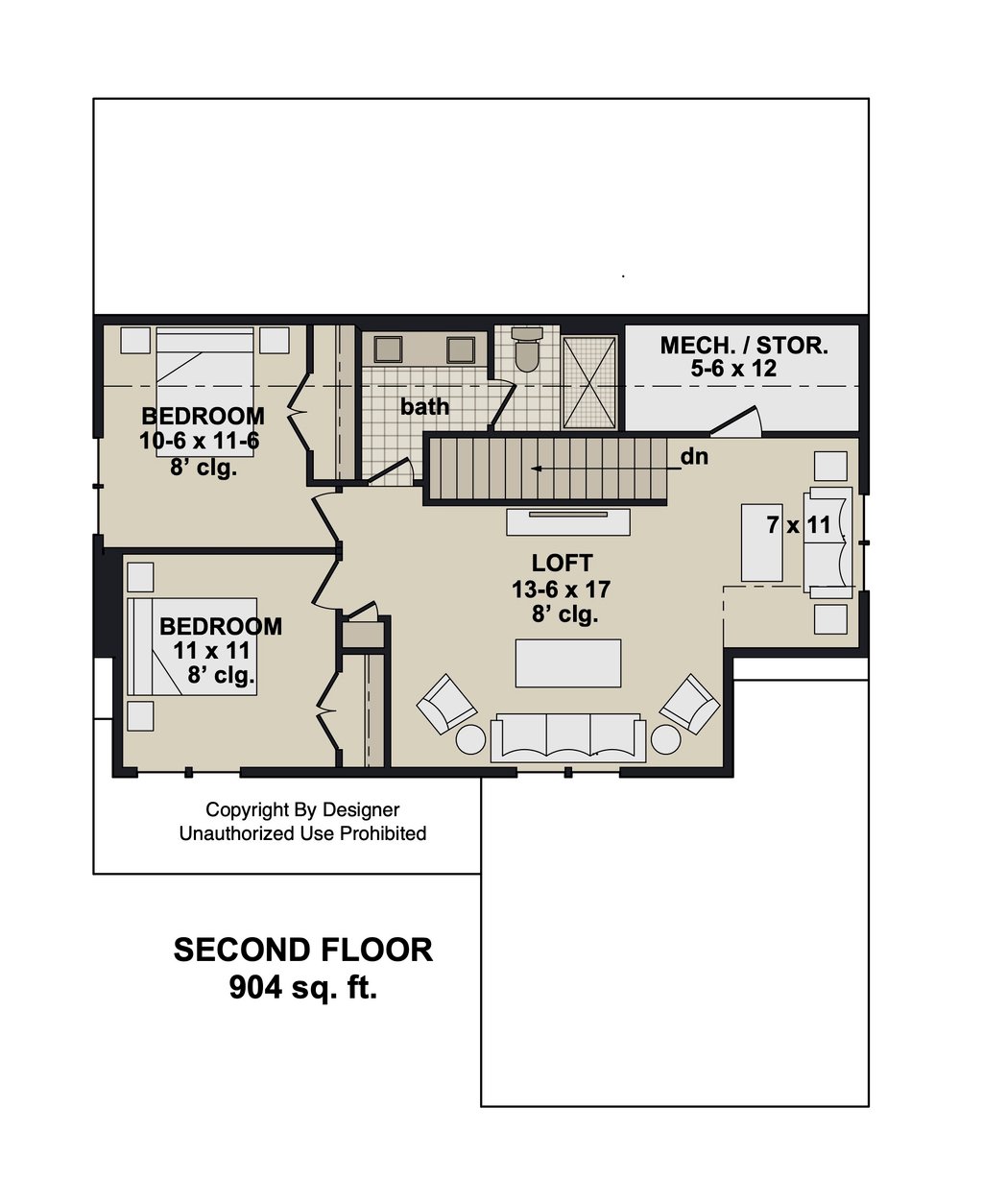 Floor Plan - Upper Floor for Farmhouse House Plan #51-1528 - 3 bed, 2.5 bath