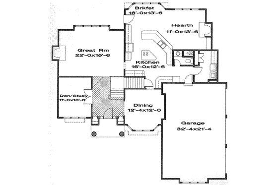 Floor Plan - Main Floor for Traditional House Plan #6-123 - 4 bed, 3.5 bath