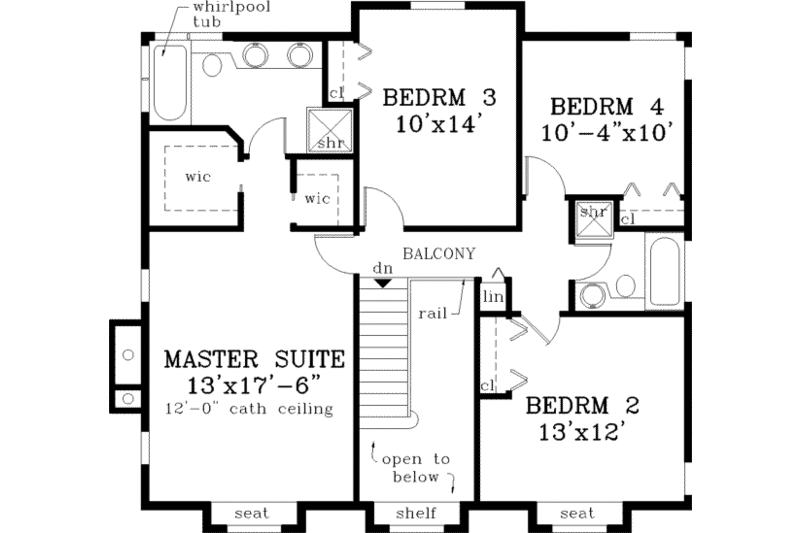 Architectural House Design - Floor Plan - Upper Floor for Farmhouse House Plan #3-169 - 4 bed, 2.5 bath