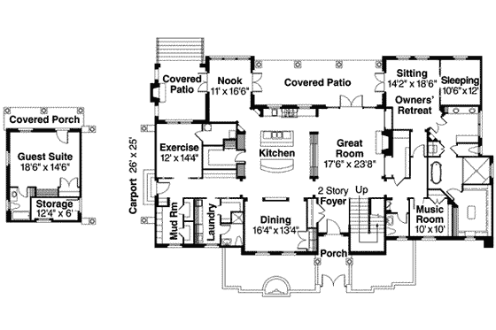 Floor Plan - Main Floor for Craftsman House Plan #124-607 - 5 bed, 7 bath