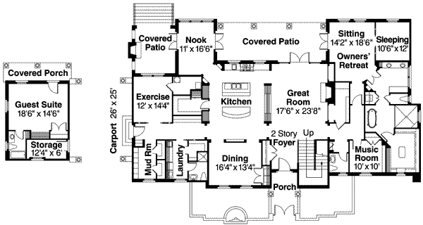 Architectural House Design - Craftsman Floor Plan - Main Floor Plan #124-607