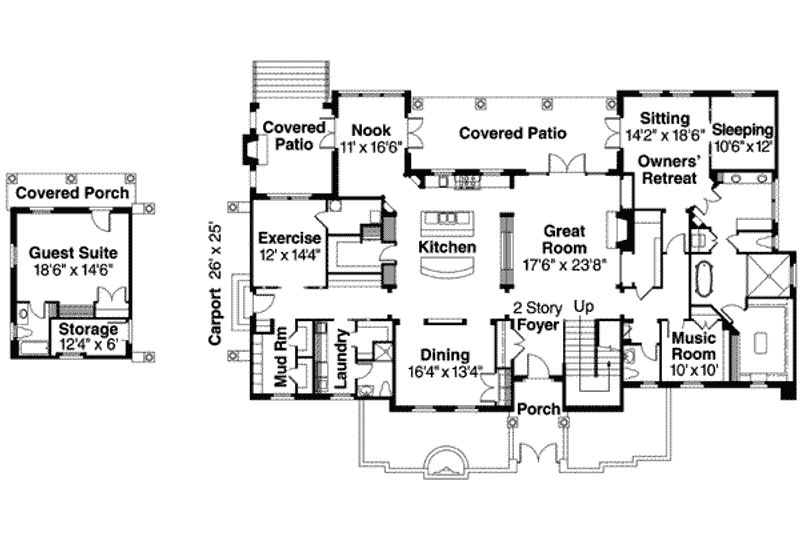 Home Plan - Floor Plan - Main Floor for Craftsman House Plan #124-607 - 5 bed, 7 bath