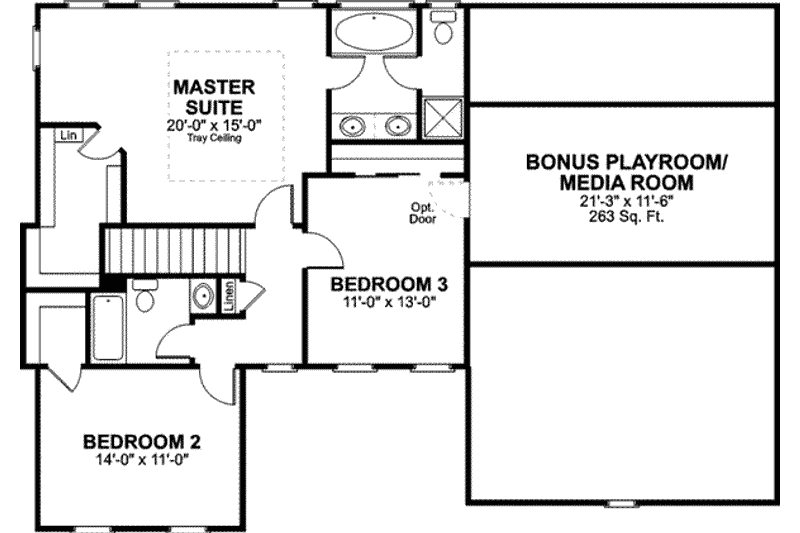 Home Plan - Floor Plan - Upper Floor for Southern House Plan #56-237 - 4 bed, 3 bath