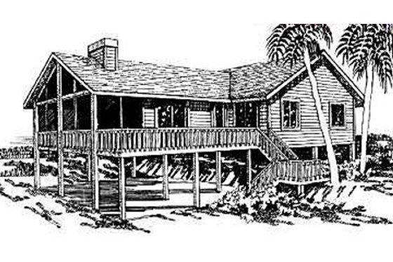 Exterior - Front Elevation for Beach House Plan #307-102 - 4 bed, 2 bath