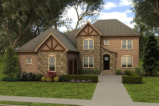 Exterior - Front Elevation for Tudor House Plan #413-884 - 5 bed, 4 bath