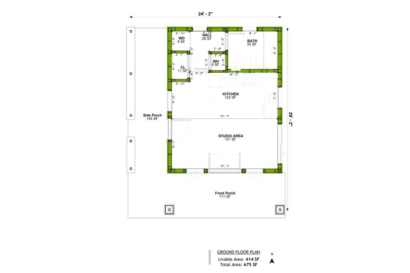 House Blueprint - Floor Plan - Main Floor for Craftsman House Plan #1106-79, 1 bath