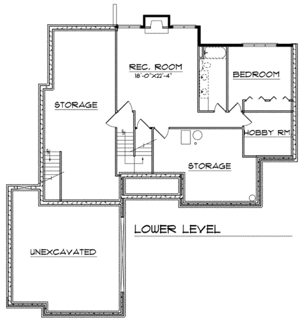 Architectural House Design - Traditional Floor Plan - Lower Floor Plan #70-771