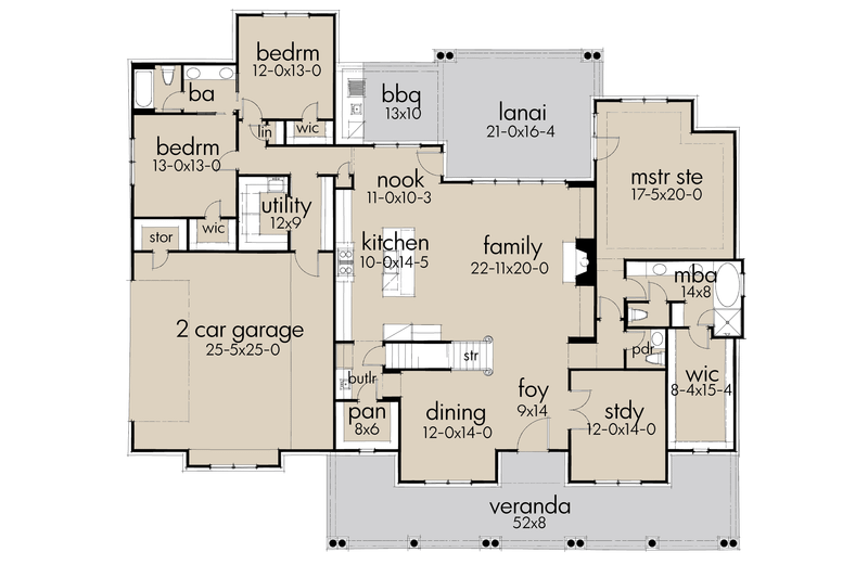 Home Plan - Floor Plan - Main Floor for Farmhouse House Plan #120-257 - 3 bed, 2.5 bath