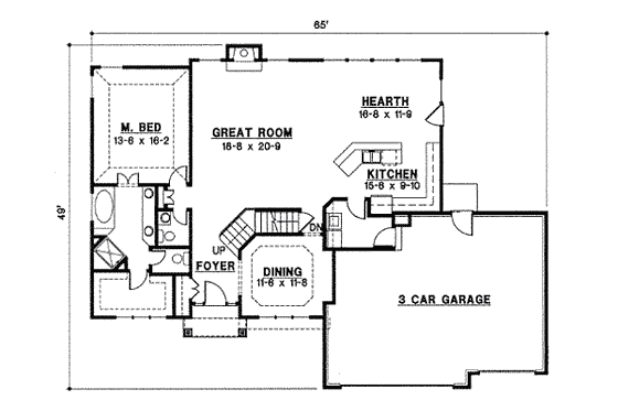 Floor Plan - Main Floor for Traditional House Plan #67-848 - 4 bed, 3 bath