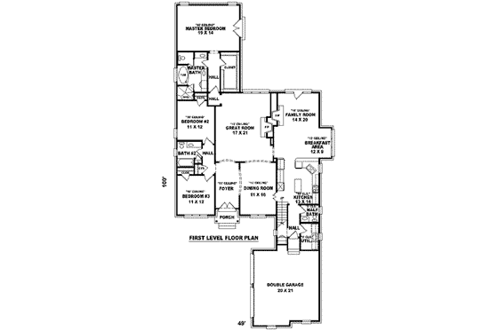 Floor Plan - Main Floor for European House Plan #81-1227 - 3 bed, 2.5 bath