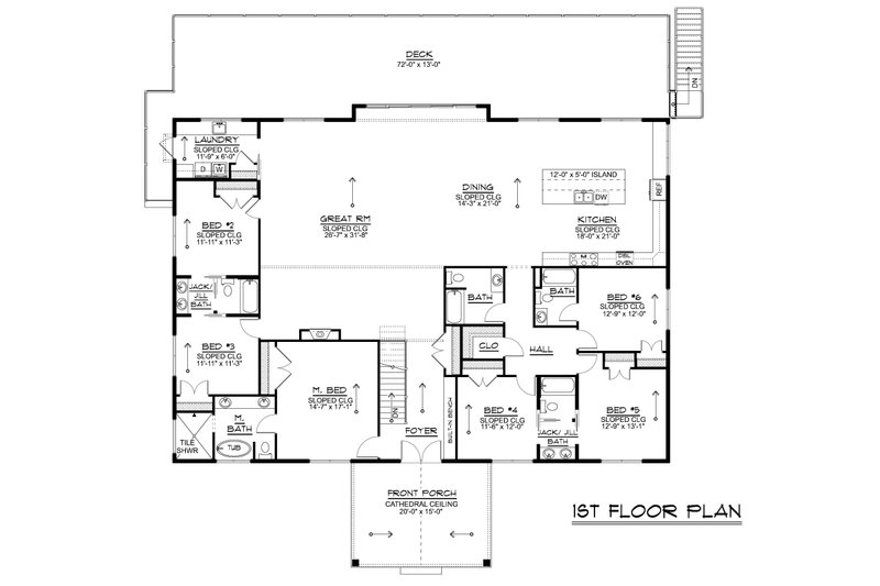 House Blueprint - Floor Plan - Main Floor for Contemporary House Plan #1064-514 - 6 bed, 5 bath