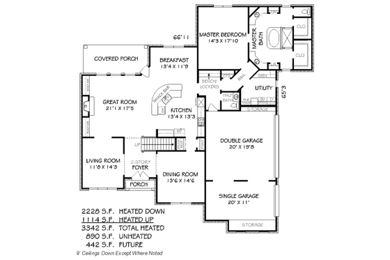 Floor Plan - Main Floor for European House Plan #424-33 - 5 bed, 3.5 bath
