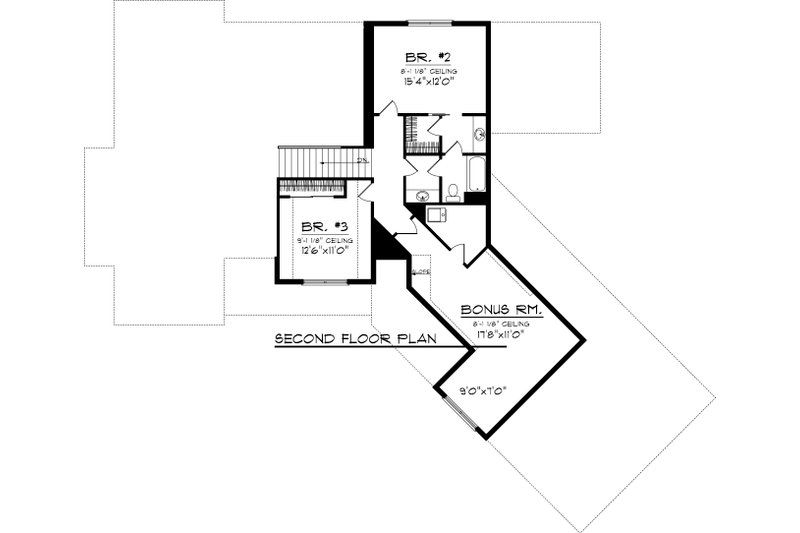 Home Plan - Floor Plan - Upper Floor for Craftsman House Plan #70-1059 - 3 bed, 2.5 bath