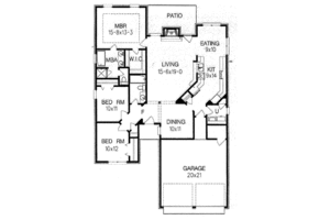 Floor Plan - Main Floor for Traditional House Plan #15-104 - 3 bed, 2 bath