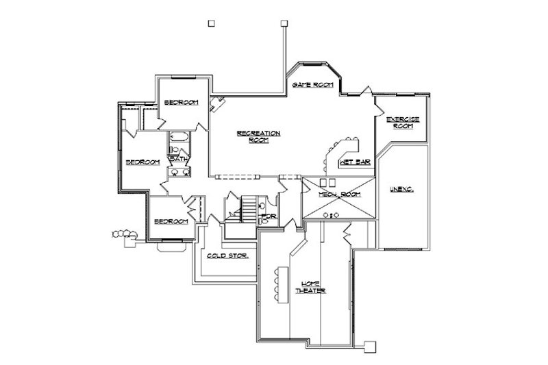Home Plan - Floor Plan - Lower Floor for European House Plan #5-293 - 5 bed, 3.5 bath