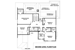 Floor Plan - Upper Floor for European House Plan #81-1234 - 4 bed, 3.5 bath