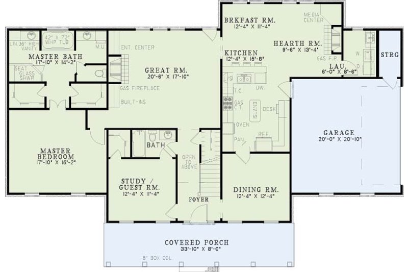 Home Plan - Floor Plan - Main Floor for Southern House Plan #17-215 - 4 bed, 3 bath