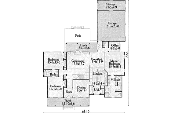 Floor Plan - Main Floor for Southern House Plan #406-175 - 3 bed, 2.5 bath