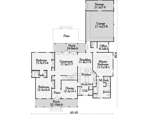 Home Plan - Southern Floor Plan - Main Floor Plan #406-175