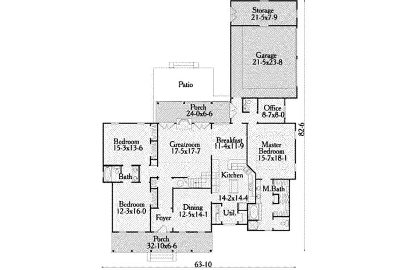 Dream House Plan - Floor Plan - Main Floor for Southern House Plan #406-175 - 3 bed, 2.5 bath
