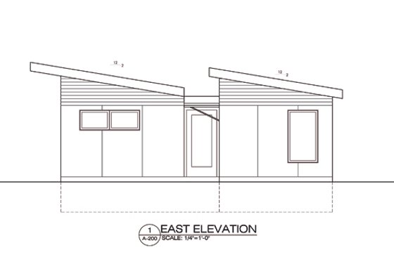 Exterior - Front Elevation for Modern House Plan #486-4 - 2 bed, 1 bath