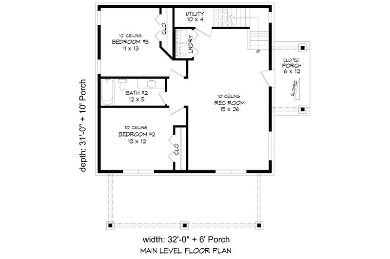 House Blueprint - Floor Plan - Main Floor for Contemporary House Plan #932-1248 - 3 bed, 2.5 bath