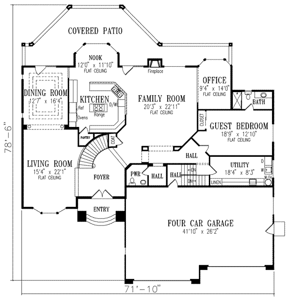 Adobe / Southwestern Floor Plan - Main Floor Plan #1-937