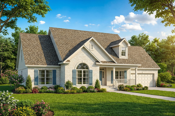 Exterior - Front Elevation 3 for Traditional House Plan #17-283 - 3 bed, 2 bath