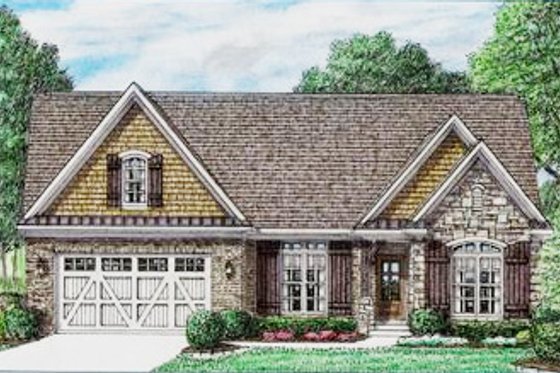 Exterior - Front Elevation for European House Plan #34-239 - 3 bed, 2.5 bath