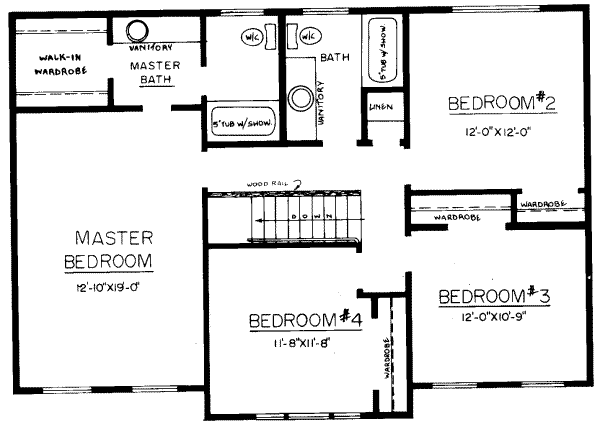 Colonial Floor Plan - Upper Floor Plan #303-117
