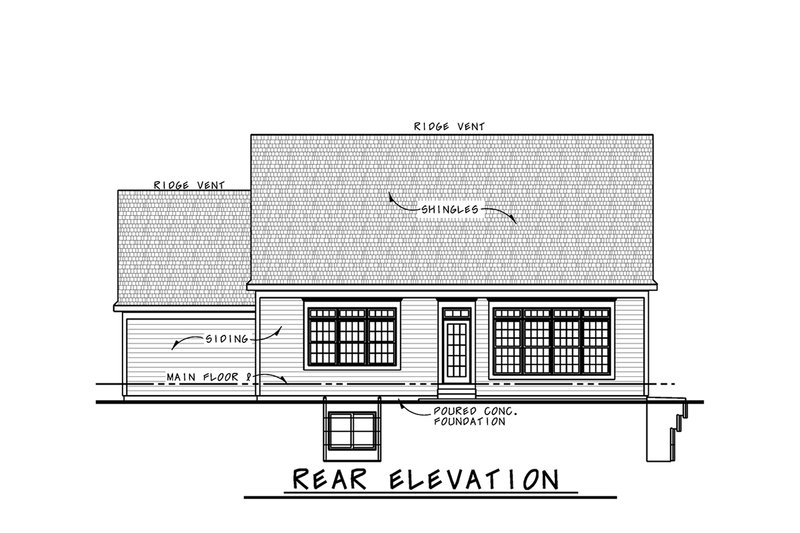 Home Plan - Exterior - Rear Elevation for Craftsman House Plan #20-2459 - 2 bed, 2 bath