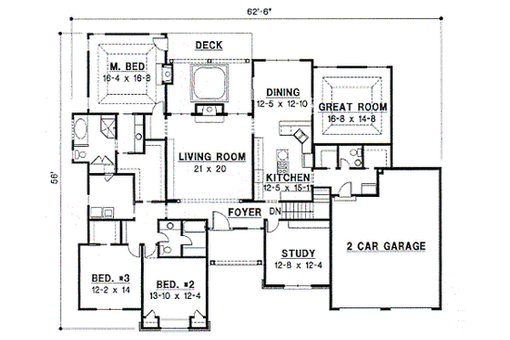Floor Plan - Main Floor for Traditional House Plan #67-379 - 5 bed, 3.5 bath