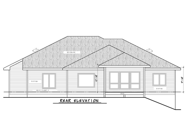 House Plan Design - Exterior - Rear Elevation for Contemporary House Plan #20-2484 - 3 bed, 2 bath