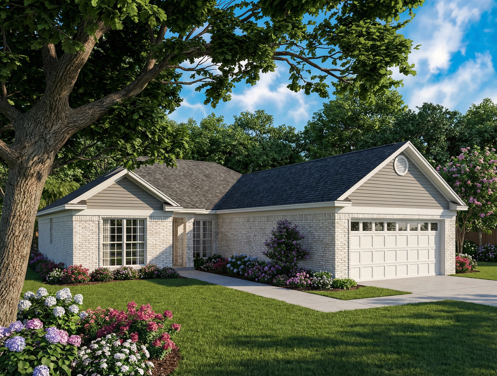 Exterior - Front Elevation 2 for Ranch House Plan #17-2119 - 3 bed, 2 bath