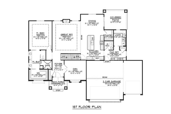 Floor Plan - Main Floor for Farmhouse House Plan #1064-188 - 4 bed, 3.5 bath
