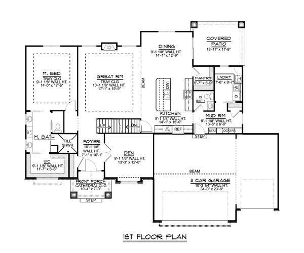 Architectural House Design - Farmhouse Floor Plan - Main Floor Plan #1064-188