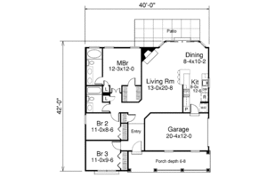 Floor Plan - Main Floor for Cottage House Plan #57-359 - 3 bed, 2 bath