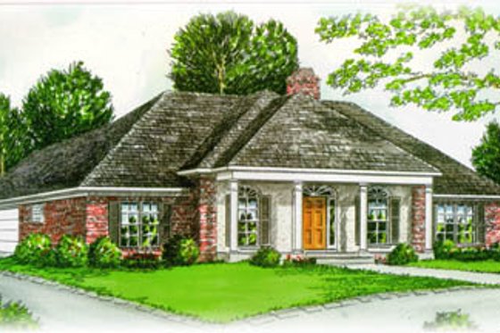 Southern Exterior - Front Elevation Plan #15-128