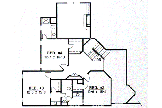 Floor Plan - Upper Floor for Traditional House Plan #67-443 - 4 bed, 3.5 bath