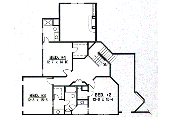 Traditional Floor Plan - Upper Floor Plan #67-443