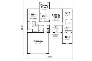 Floor Plan - Main Floor for Craftsman House Plan #20-2181 - 3 bed, 2 bath