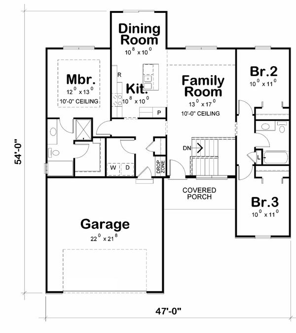 Craftsman Floor Plan - Main Floor Plan #20-2181