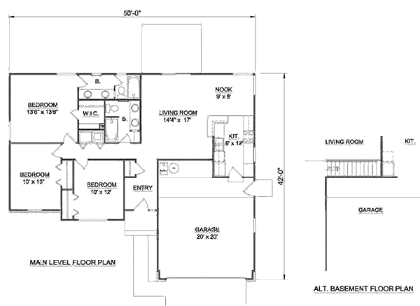Ranch Floor Plan - Main Floor Plan #116-173