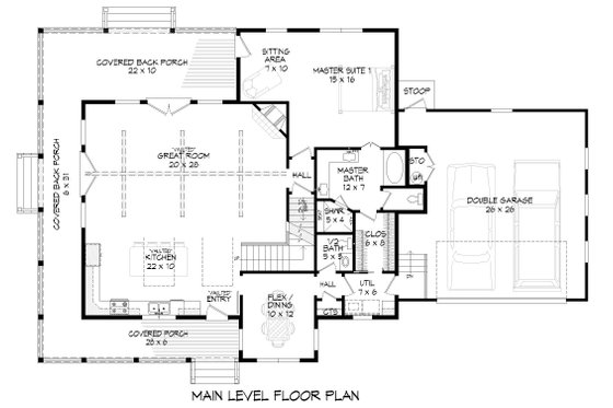 Floor Plan - Main Floor for Country House Plan #932-258 - 3 bed, 2.5 bath