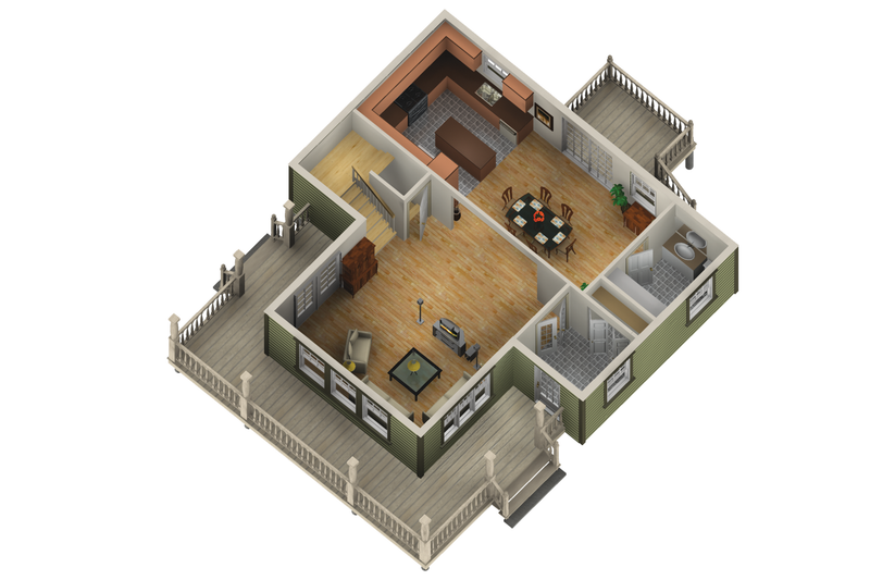 Home Plan - Floor Plan - Main Floor 1 for Country House Plan #25-4718 - 3 bed, 1 bath